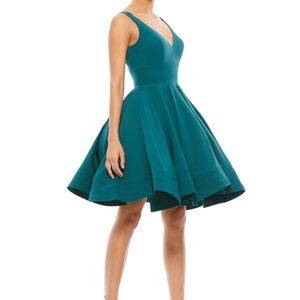 Ieena For Mac Duggal Teal Green Blue High Neck Fit & Flare Dress Size 2 $238